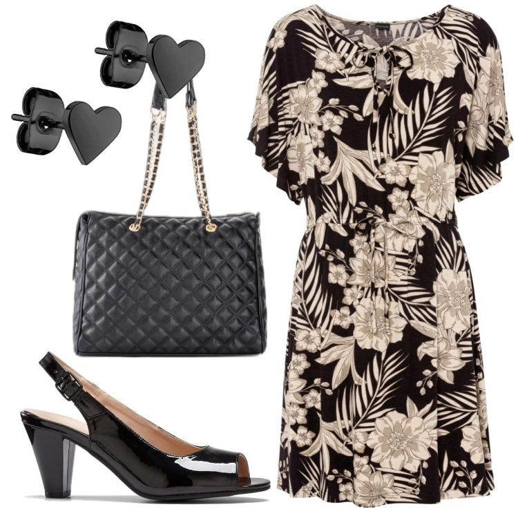 Outfit donna - Total look #1771568. Stile Bon Ton per Ufficio. Abbinamento con shopping bag, décolleté, vestiti, orecchini.