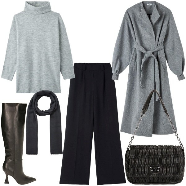Outfit donna - Primadonna Trendy. Stile Trendy per Tutti i giorni. Abbinamento con pantaloni, maglieria, cappotti, sciarpe, stivali, borse a spalla.