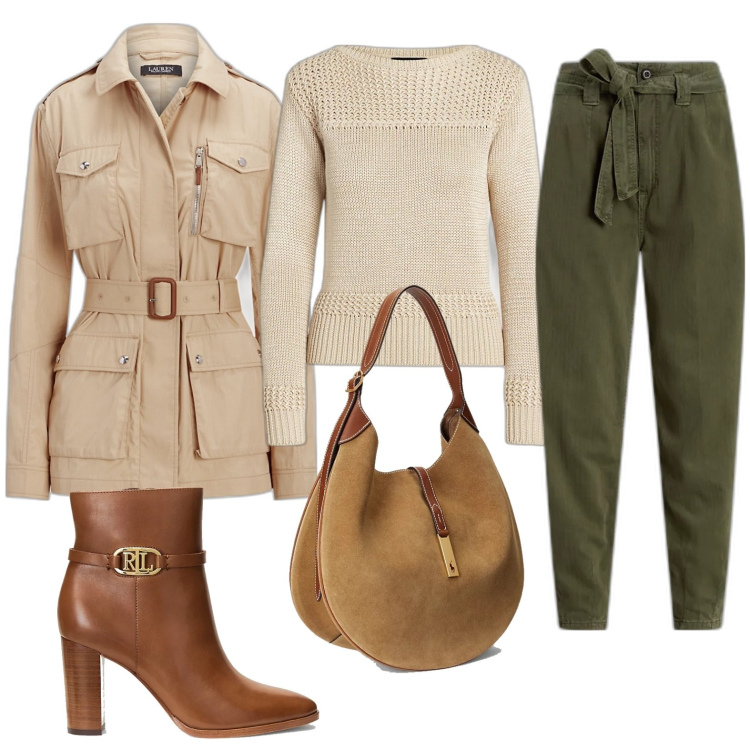 Outfit donna - Total look #1771740. Stile Casual chic per Tutti i giorni. Abbinamento con pantaloni, stivaletti, cappotti, maglieria, borse a spalla.