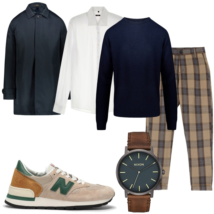 Outfit uomo - Blu elegante sportivo. Stile Trendy per Tutti i giorni. Abbinamento con pantaloni, camicie, maglieria, sneakers, orologi analogici, giacche.