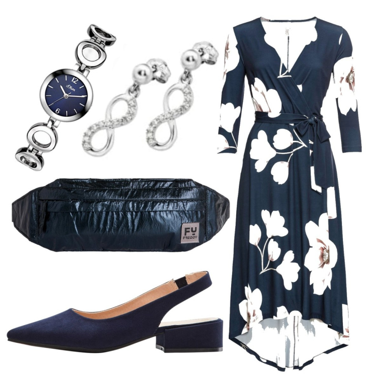 Outfit donna - Total look #1772048. Stile Basic per Serata fuori. Abbinamento con vestiti lunghi, décolleté, marsupi, orologi, orecchini.