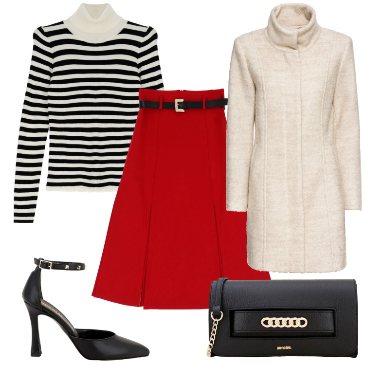 Outfit donna - La gonna a ruota. Stile Bon Ton per Tutti i giorni. Abbinamento con cappotti, gonne longuette, maglieria, décolleté, pochette.