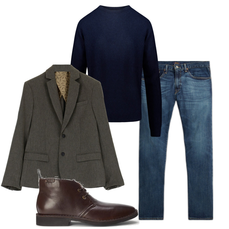 Outfit uomo - La giacca muschio. Stile Trendy per Tutti i giorni. Abbinamento con giacche, jeans dritti, stivali e stivaletti, maglieria.
