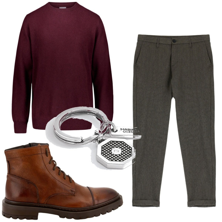 Outfit uomo - Total look #1772326. Stile Casual per Tutti i giorni. Abbinamento con scarpe stringate, pantaloni, portachiavi, maglieria.