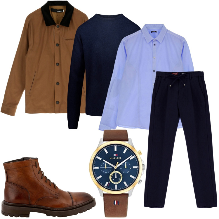 Outfit uomo - Mi vesto in modo par­ti­co­lar­e. Stile Trendy per Tutti i giorni. Abbinamento con pantaloni, giacche, camicie, scarpe stringate, maglieria, orologi analogici.