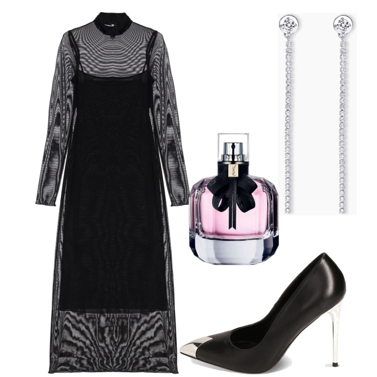 Outfit donna - Total look #1772421. Stile Glamour per Serata fuori. Abbinamento con profumi, orecchini, vestiti lunghi, décolleté.