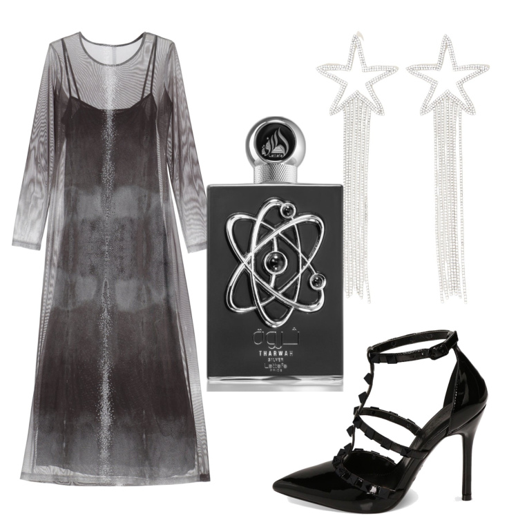 Outfit donna - Total look #1772425. Stile Glamour per Serata fuori. Abbinamento con profumi, vestiti lunghi, orecchini, décolleté.