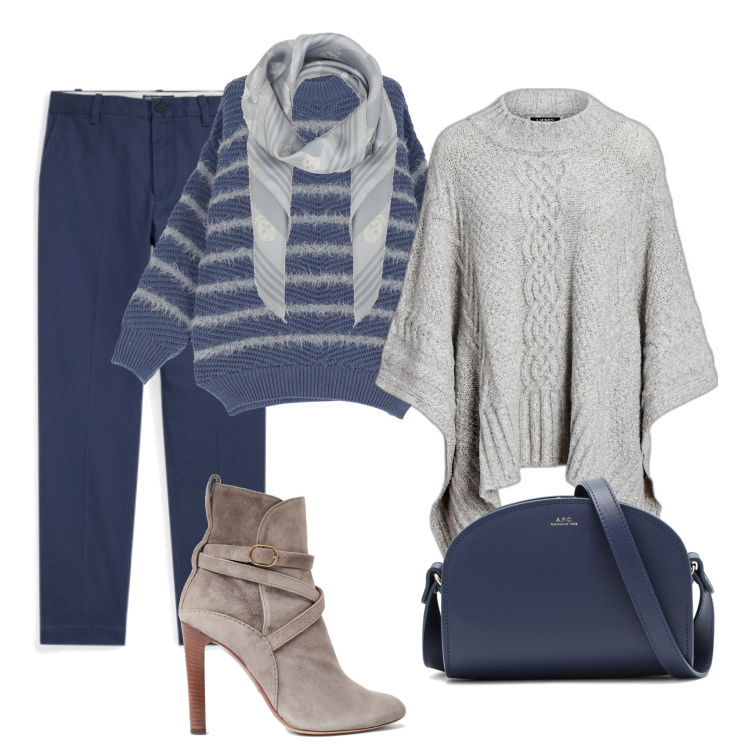 Outfit donna - Quick breakfast in caffetteria !. Stile Casual per Tutti i giorni. Abbinamento con maglieria, pantaloni chino, cappotti, stivaletti, foulard, borse a tracolla.