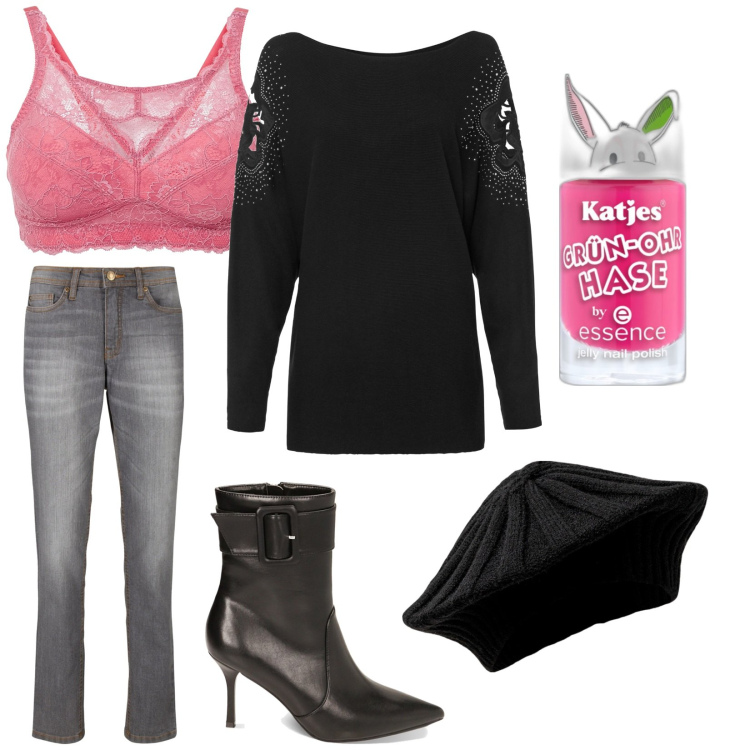 Outfit donna - Jeans e tacchi. Stile Sexy per Tutti i giorni. Abbinamento con jeans mom, maglieria, bralette, smalti, stivaletti, cappelli e berretti.