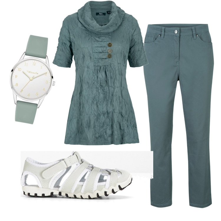 Outfit donna - Total look #1773283. Stile Basic per Tutti i giorni. Abbinamento con pantaloni, maglieria, sandali, orologi analogici.
