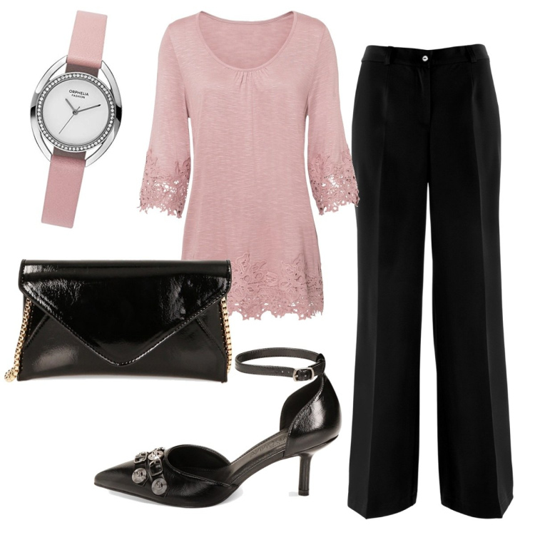 Outfit donna - Total look #1773292. Stile Chic per Serata fuori. Abbinamento con maglieria, pantaloni, décolleté, borse a tracolla, orologi analogici.