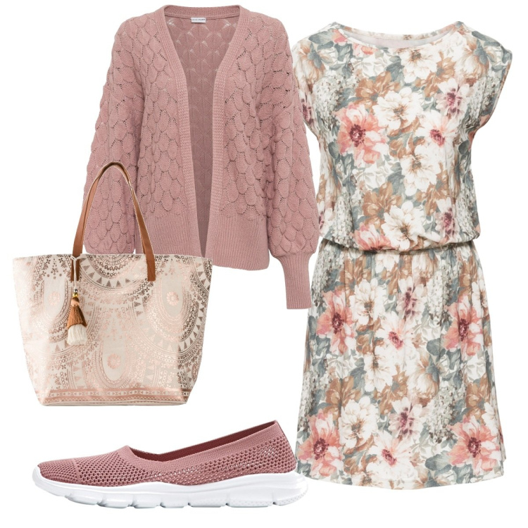Outfit donna - Total look #1773320. Stile Basic per Ufficio. Abbinamento con cardigans, vestiti senza maniche, ballerine, shopping bag.