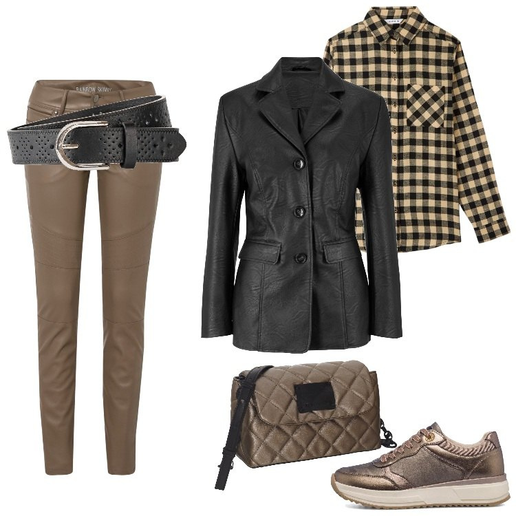Outfit donna - Total look #1773363-Dicembre. Stile Urban per Tutti i giorni. Abbinamento con blazer, pantaloni, cinture, camicie, sneakers, borse a tracolla.