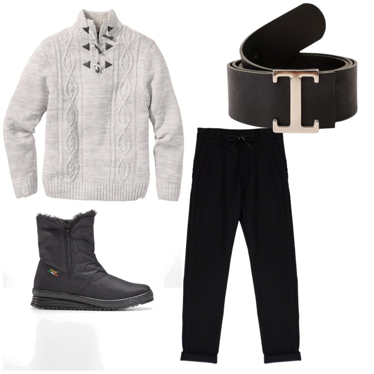 Outfit uomo - Total look #1773372. Stile Casual per Tutti i giorni. Abbinamento con stivali e stivaletti, maglieria, pantaloni, cinture.