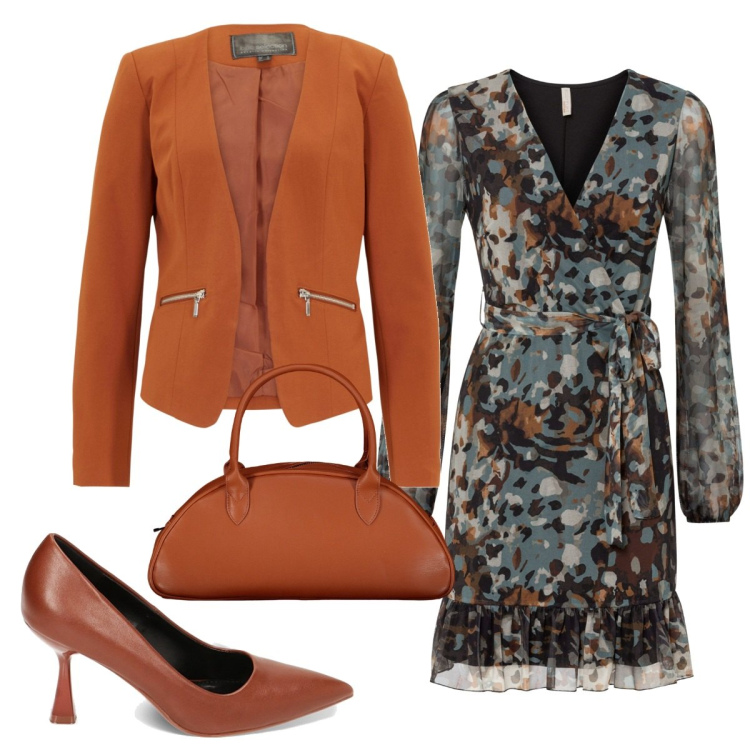 Outfit donna - Total look #1773416. Stile Bon Ton per Ufficio. Abbinamento con vestiti corti, blazer, décolleté, borse a spalla.