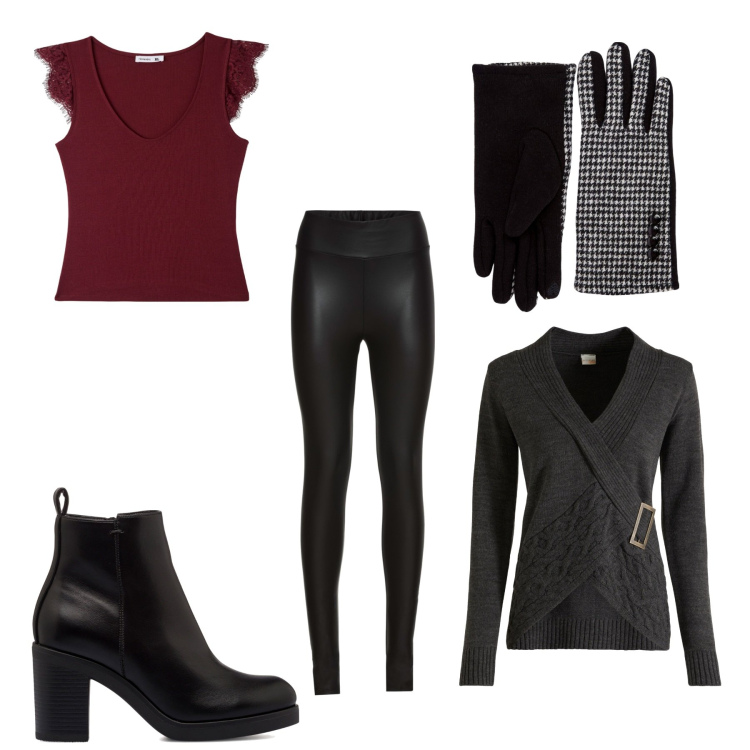 Outfit donna - Total look #1773426. Stile Trendy per Tutti i giorni. look ideale per Tall. Abbinamento con treggings, pullovers, canottiere, guanti, stivaletti.