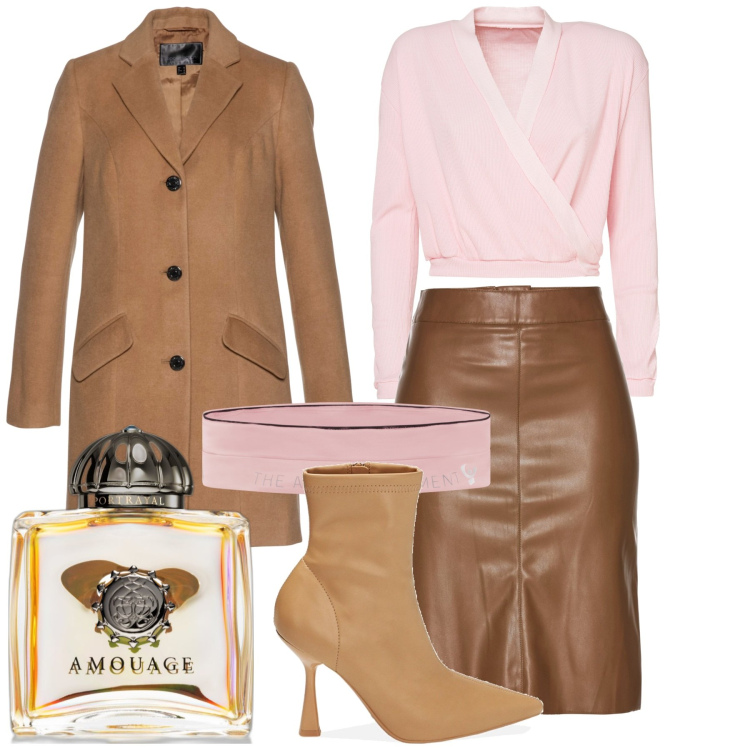 Outfit donna - Qualcosa di romantico. Stile Chic per Tutti i giorni. Abbinamento con gonne longuette, cappotti, profumi, top, marsupi, stivaletti.