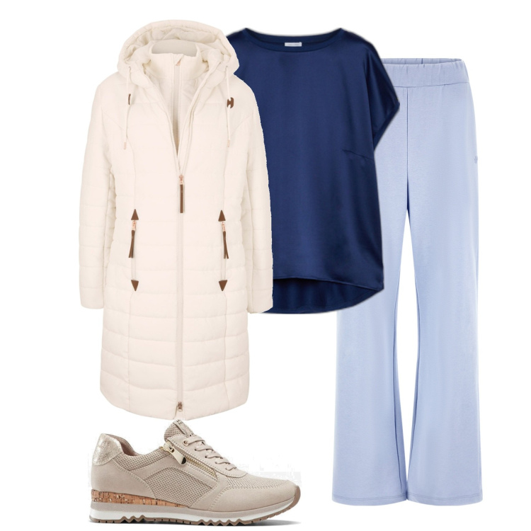Outfit donna - Total look #1773624. Stile Basic per Tutti i giorni. Abbinamento con sneakers, blazer, pantaloni a palazzo, bluse.