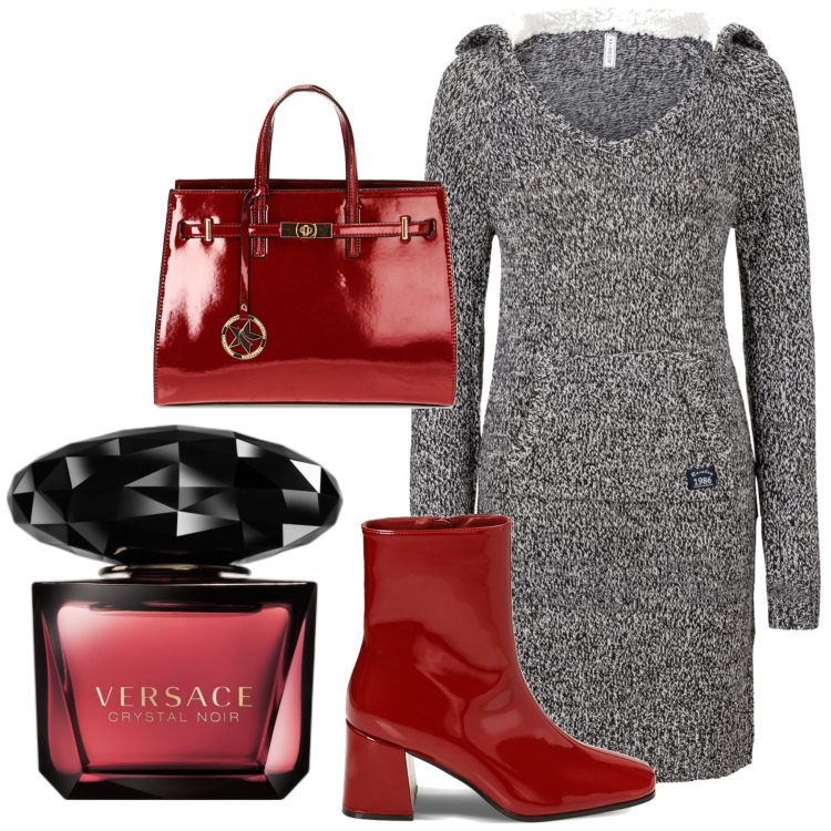 Outfit donna - Natale e dintorni. Stile Chic per Tutti i giorni. Abbinamento con vestiti, profumi, borse a mano, stivaletti.