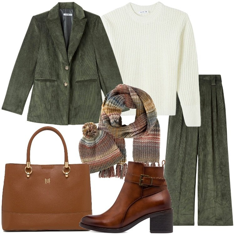 Outfit donna - PittaRosso - Xmas Edition 2023. Stile Casual per Scuola/Università. Abbinamento con sciarpe, pantaloni, cappotti, maglieria, stivaletti, borse a mano.