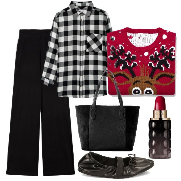 Outfit donna - Total look #1774103. Stile Casual per Tutti i giorni. Abbinamento con shopping bag, profumi, camicie, ballerine, pantaloni a palazzo, maglieria.