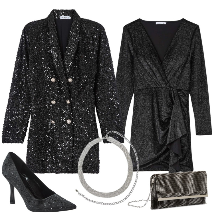 Outfit donna - Total look #1774275. Stile Glamour per Serata fuori. Abbinamento con cinture, décolleté, cappotti, vestiti, clutch.