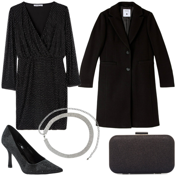 Outfit donna - Terranova glam. Stile Glamour per Serata fuori. Abbinamento con cinture, vestiti, décolleté, cappotti, clutch.