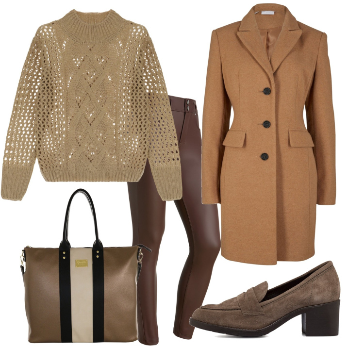 Outfit donna - Il cappotto lungo. Stile Casual per Tutti i giorni. Abbinamento con cappotti, maglieria, pantaloni skinny, mocassini, borse a spalla.