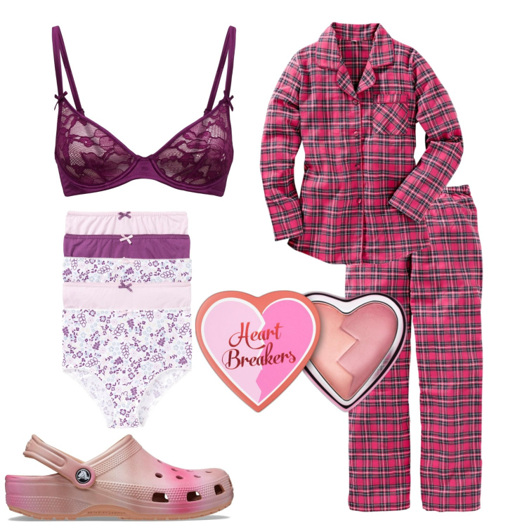 Outfit donna - Idee regalo per amiche. Stile Basic per Tutti i giorni. Abbinamento con culotte, pigiama, blush, reggiseni, zoccoli.