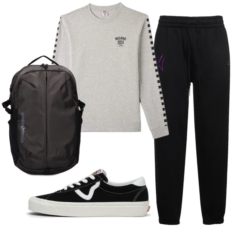 Outfit uomo - Total look #1775124. Stile Casual per Sport. Abbinamento con felpe, sneakers, pantaloni, borse sportive.