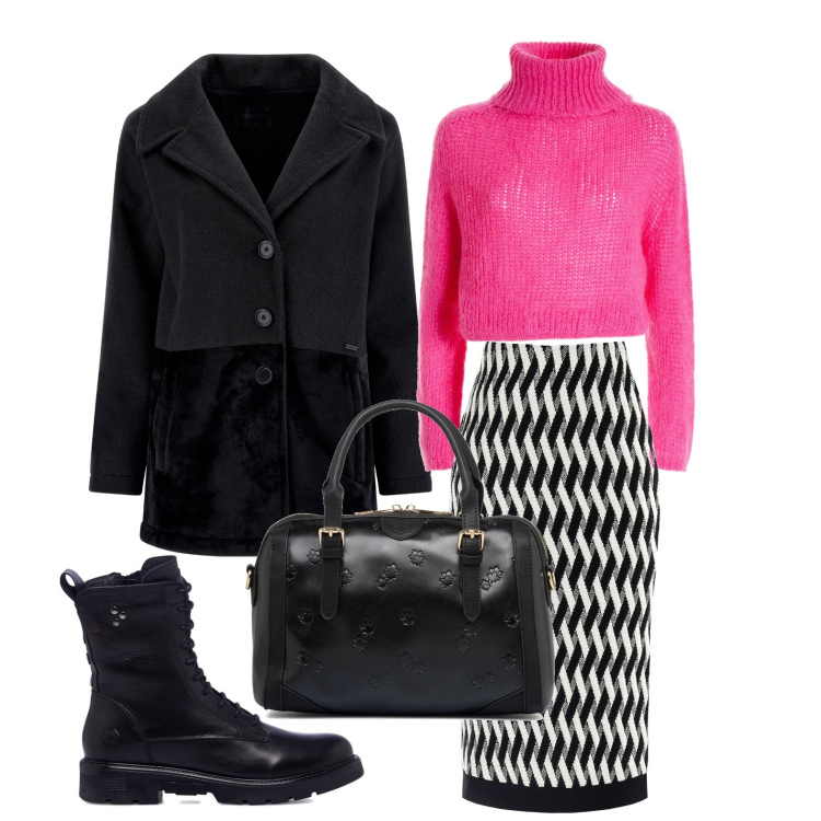 Outfit donna - Ghost outfitter - dicembre. Stile Trendy per Tutti i giorni. Abbinamento con gonne, maglieria, cappotti, anfibi, borse a mano.