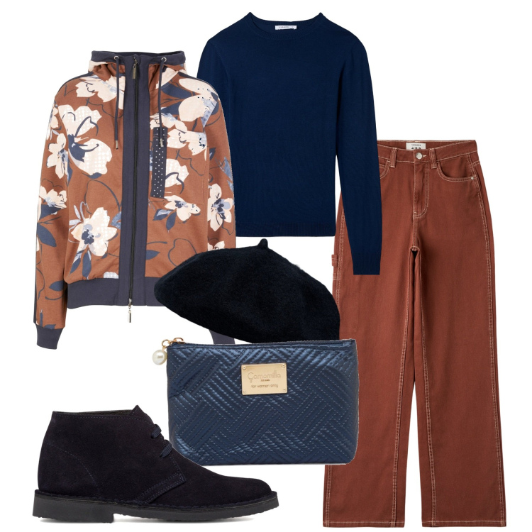 Outfit donna - Città. Stile Casual per Tutti i giorni. Abbinamento con felpe, pantaloni, maglieria, stivaletti, valigie, cappelli e berretti.