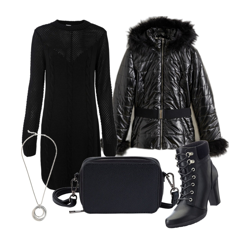 Outfit donna - Ghost outfitter - dicembre. Stile Trendy per Serata fuori. Abbinamento con stivaletti, borse a tracolla, vestiti, blazer, collane.