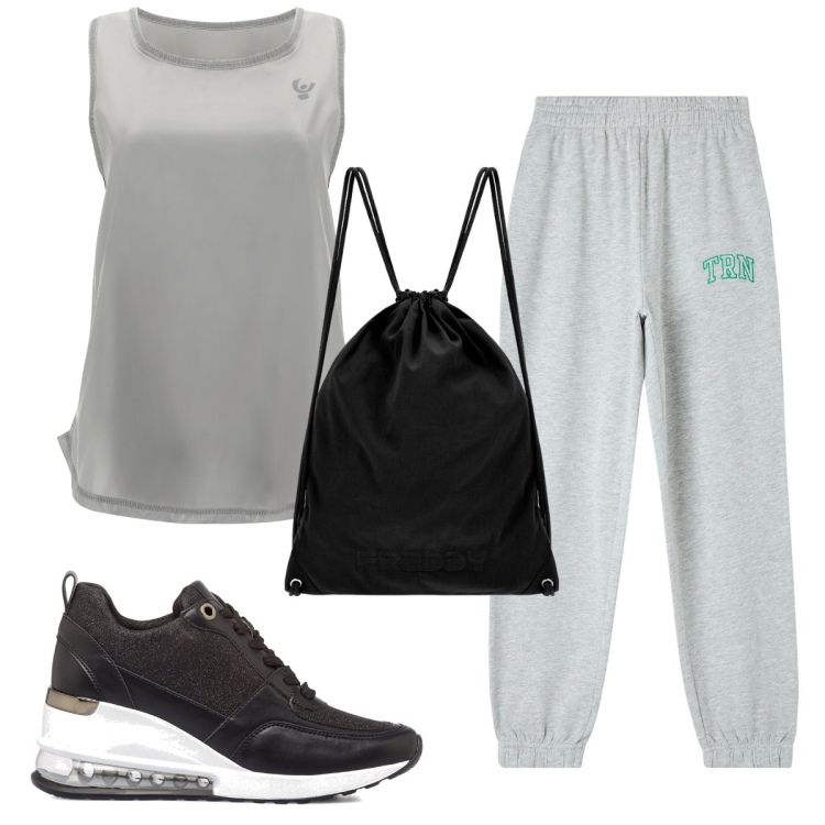 Outfit donna - Total look #1775764. Stile Basic per Sport. Abbinamento con pantaloni, canottiere, zaini, sneakers.