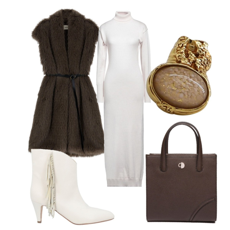 Outfit donna - Very good. Stile Chic per Tutti i giorni. Abbinamento con anelli, vestiti lunghi, stivaletti, cappotti, shopping bag.