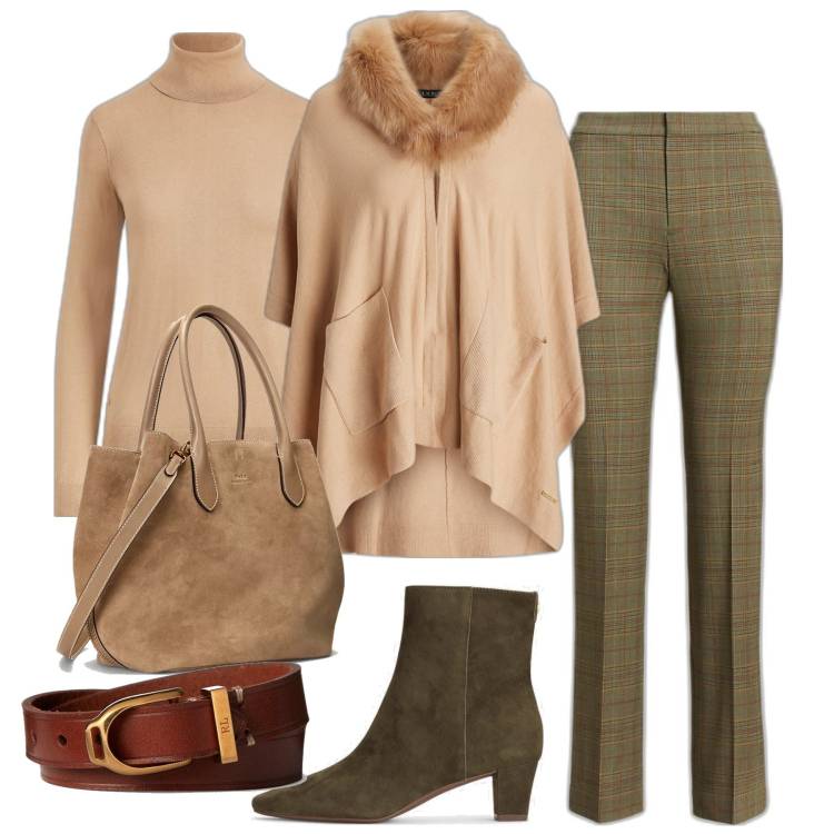 Outfit donna - Lauren. Stile Chic per Tutti i giorni. Abbinamento con braccialetti, maglieria, cappe, pantaloni, stivaletti, borse tote.