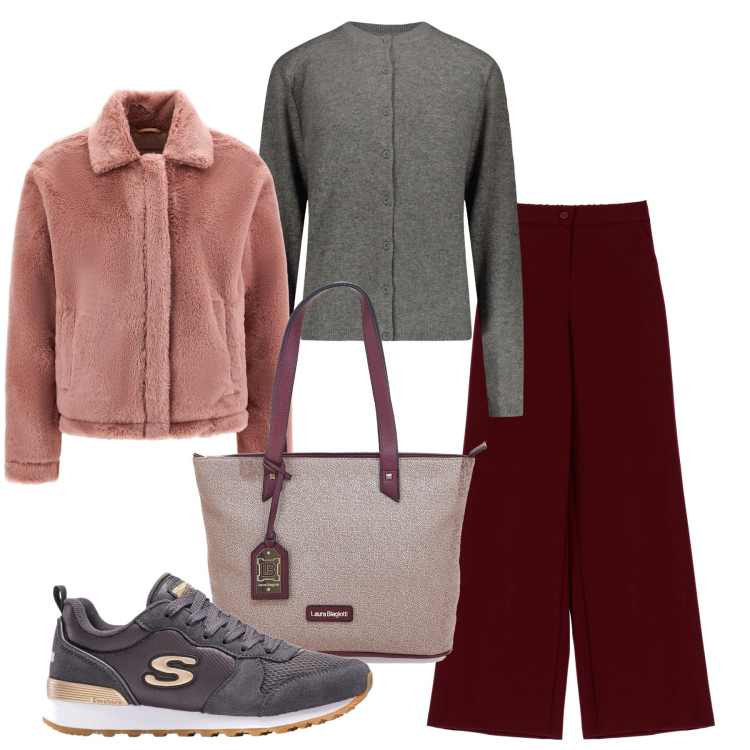 Outfit donna - Basic bon ton. Stile Bon Ton per Tutti i giorni. Abbinamento con sneakers, cappotti, pantaloni a palazzo, cardigans, borse a spalla.