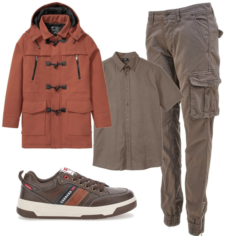 Outfit uomo - Total look #1776488. Stile Casual per Tutti i giorni. Abbinamento con camicie a manica corta, montgomery, pantaloni cargo, sneakers.