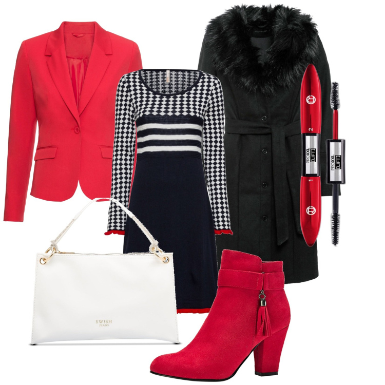 Outfit donna - Ciglie folte e longuette. Stile Urban per Serata fuori. Abbinamento con vestiti, blazer, stivaletti, cappotti, mascara, borse a mano.
