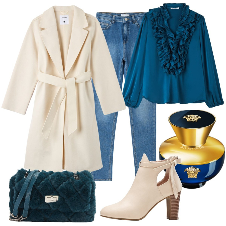 Outfit donna - Total look #1776647. Stile Bon Ton per Serata fuori. Abbinamento con stivaletti, profumi, camicie, jeans skinny, cappotti, borse a spalla.