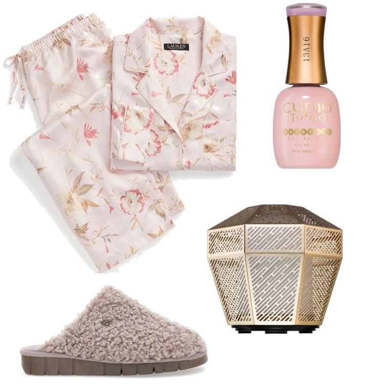 Outfit donna - Coccole per me. Stile Casual per Tutti i giorni. Abbinamento con smalti, profumi, pigiama, pantofole.
