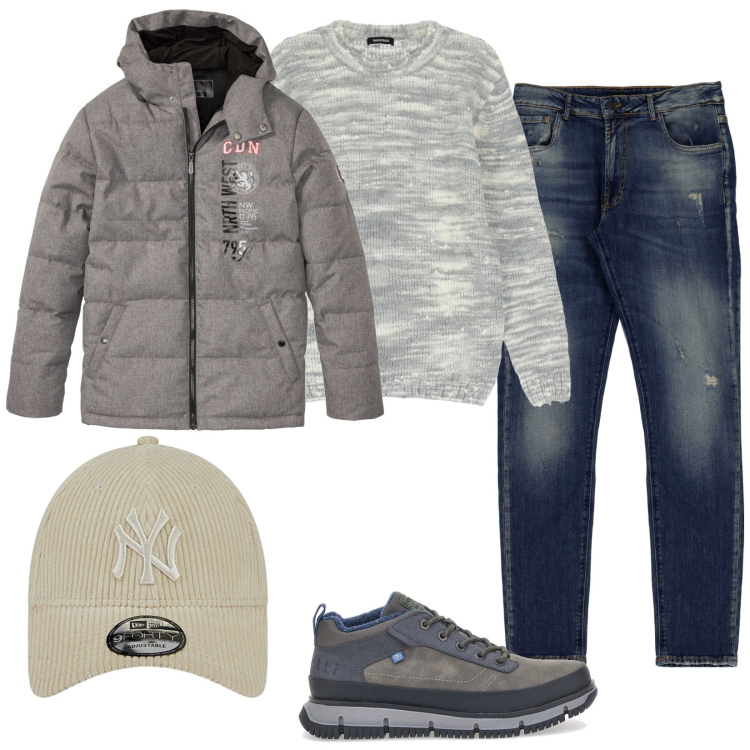 Outfit uomo - Giornate fredde. Stile Casual per Tutti i giorni. Abbinamento con giacche, jeans slim fit, pullovers, sneakers, cappelli con visiera.