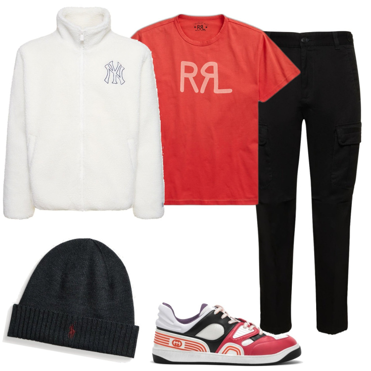 Outfit uomo - Gucci shoes. Stile Casual per Sport. Abbinamento con berretti, t-shirt, pantaloni cargo, sneakers, giacche.