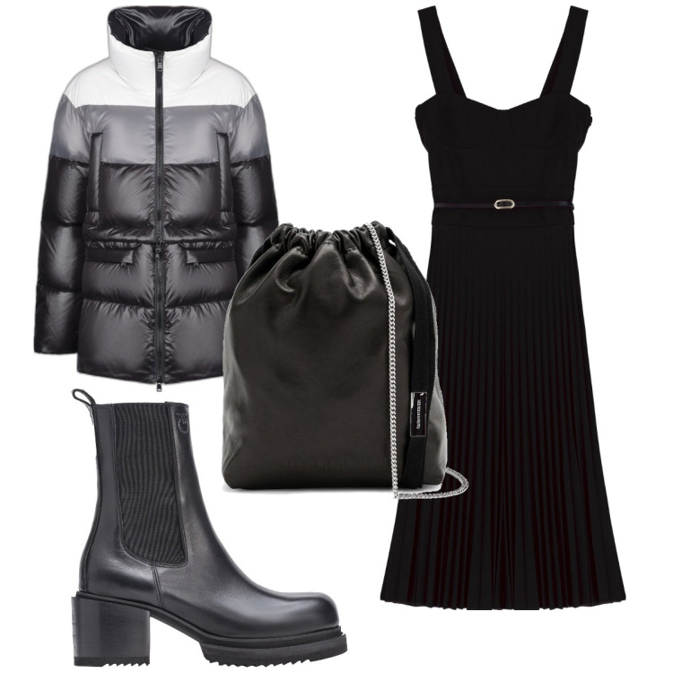 Outfit donna - Total look #1777167. Stile Trendy per Tutti i giorni. Abbinamento con stivaletti chelsea, vestiti midi/longuette, piumini, borse a secchiello.