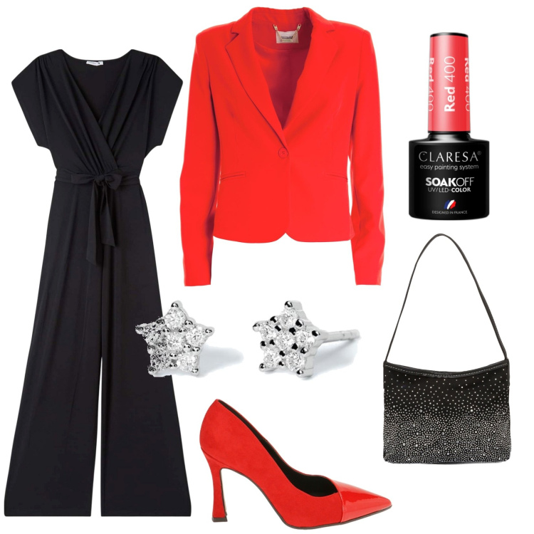Outfit donna - Serata. Stile Vintage retrò per Cerimonia. Abbinamento con smalti, tute, orecchini, blazer, décolleté, clutch.