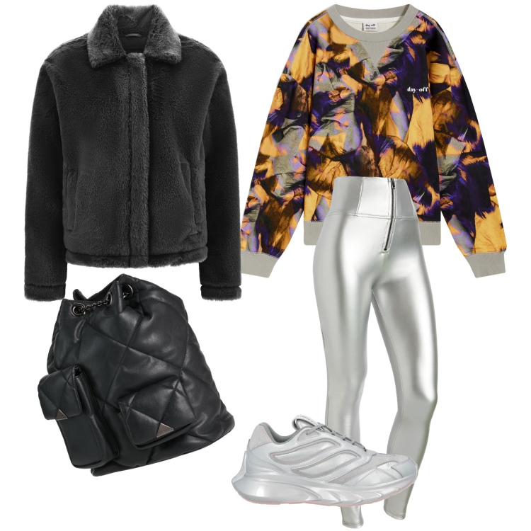 Outfit donna - Teen ager. Stile Sporty chic per Tutti i giorni. Abbinamento con zaini, sneakers, cappotti, pantaloni skinny, felpe.
