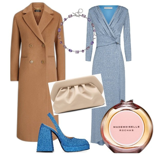 Outfit donna - Per brillare. Stile Glamour per Serata fuori. Abbinamento con profumi, vestiti lunghi, cappotti, collane, clutch, décolleté.