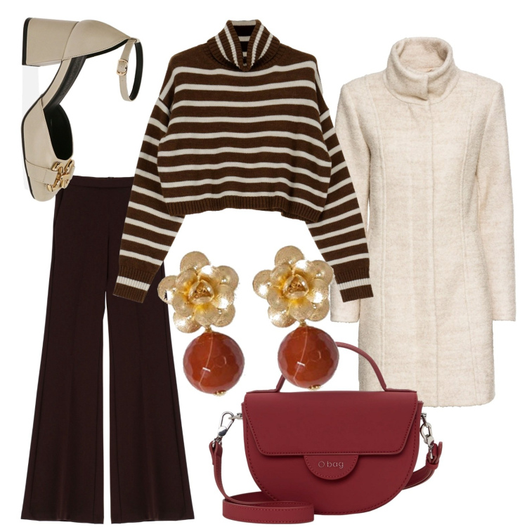 Outfit donna - Tacco comodo per tutte le occasioni. Stile Urban per Tutti i giorni. Abbinamento con cappotti, pantaloni, maglieria, décolleté, borse a spalla, orecchini.