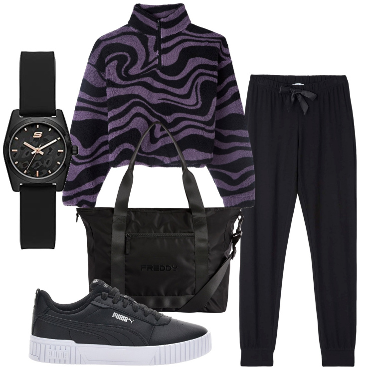 Outfit donna - Total look #1778259. Stile Casual per Tutti i giorni. Abbinamento con pantaloni, felpe, borse tote, sneakers, orologi.