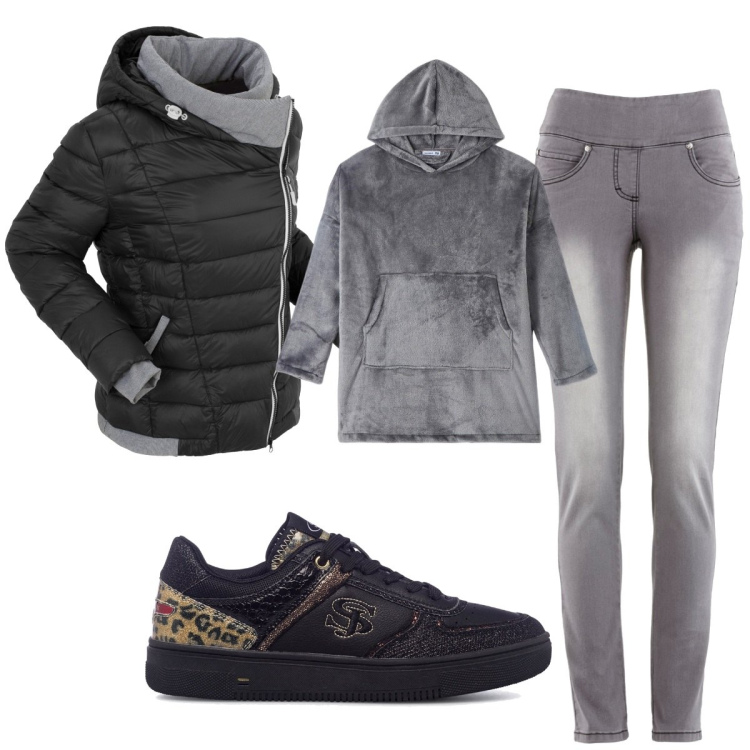 Outfit donna - Total look #1778260. Stile Basic per Tutti i giorni. Abbinamento con jeans slim fit, giacche, felpe con cappuccio, sneakers.